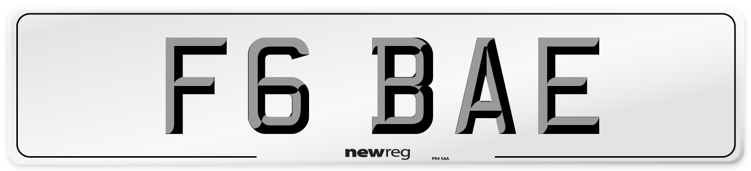 F6 BAE Number Plate from New Reg